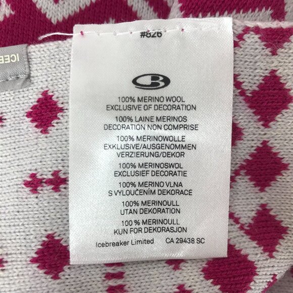 ICEBREAKER ~ WOMENS PINK WHITE MERINO WOOL WINTER SCARF 7.5 X 66" - Picture 5 of 5